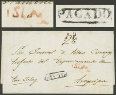 PERU: Folded Cover Of Unknown Origin Sent To Arequipa With Hand-written "Por Islay", With "2½" Rating In Pen And Red "YS - Peru