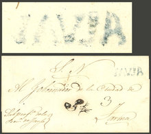 PERU: Folded Cover Sent To Tarma With "3" Rating In Pen And JAUJA Mark (34 X 10 Mm) In BLUE, Excellent Quality, Rare!" - Perú