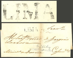 PERU: Folded Cover Sent To Cajamarca With The Mark LIMA (32 X 11 Mm) Very Well Applied! - Peru