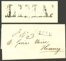 PERU: Entire Letter Dated 23/AU/1848 And Sent To Huarnay, With "3" Rating And The Mark LIMA In Hollow Serif Letters (30  - Peru