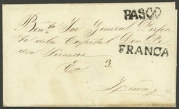 PERU: Folded Cover Sent To Lima, With "3" Rating And The Marks "PASCO" And "FRANCA" Perfectly Applied, Very Fine Quality - Peru