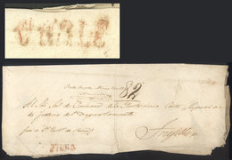PERU: Large Official Folded Cover Dated 14/MAR/1834 Sent To Trujillo, With Large "82" Rating Along Red "PIURA" Mark, Int - Perú