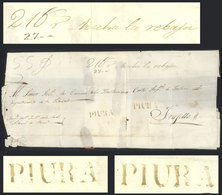 PERU: Large Official Folded Cover Dated 23/MAR/1843, Sent To Trujillo With Huge "216" Rating (and Manuscript "hecha La R - Peru