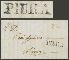 PERU: Entire Letter Dated 20/MAR/1856 Sent To Lima, With "2½" Rating And Straightline PIURA (34 X 8 Mm) Perfectly Applie - Peru