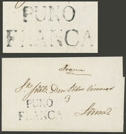 PERU: Folded Cover Sent To Lima, With Clear Strikes Of Black Marks "PUNO" (28 X 8 Mm) And "FRANCA", Excellent Quality!" - Peru