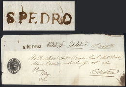 PERU: Large Part Of An Official Folded Cover Sent To Chota, With Large "94½" Rating And Fine Strike Of The Black Mark "S - Perú