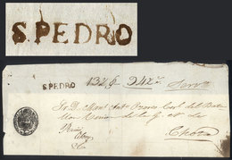 PERU: Large Part Of An Official Folded Cover Sent To Chota, With Large "94½" Rating And Fine Strike Of The Black Mark "S - Peru