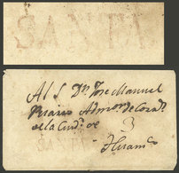 PERU: Cover Sent (circa 1830) To Huanuco, With "3" Rating And Straightline "SANTA" Mark In Red, VF And Rare!" - Peru
