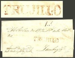 PERU: Folded Cover Dated 25/MAY/1839, Sent To Lambayeque With "1½" Rating In Pen Along TRUJILLO Mark In Red (54 X 9 Mm), - Peru