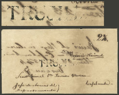 PERU: Folded Cover Dated 23/DE/1844, Sent To Cajamarca With "2½" Rating In Pen And TRUJILLO Mark In Black (54 X 9 Mm), V - Peru