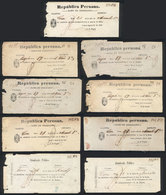 PERU: 9 Receipts Of 1866/7 For Payment Of WATCHMAN And STREET LIGHTING In Lima, VF Quality, Rare! - Historische Dokumente