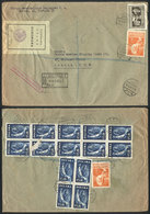 POLAND: Registered Airmail Cover Sent From Gdynia To London On 14/MAR/1948 With Fantastic Postage On Front And Back, A C - Andere & Zonder Classificatie