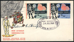 SAMOA: FDC Cover With Stamps Issued On 24/JUL/1969 Commemorating First Moonlanding, WITH AUTOGRAPHS Of The 3 Astronauts: - Samoa