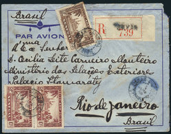 SENEGAL: Registered Airmail Cover Franked With 20.75Fr. (Sc.170 Pair + Another Value), Sent From Dakar To Rio De Janeiro - Covers & Documents
