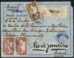 SENEGAL: Registered Airmail Cover Franked With 20.75Fr. (Sc.170 Pair + Another Value), Sent From Dakar To Rio De Janeiro - Storia Postale