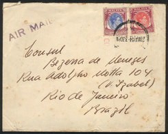 SINGAPORE: Airmail Cover Sent To Rio De Janeiro On 28/MAY/1954 Franked With $1.35, Unusual Destination! - Singapore (...-1959)