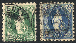 SWITZERLAND: Sc.90 + 92, 1888 25c. And 50c., Both With 9½ Perforation, Very Nice! - Sonstige & Ohne Zuordnung