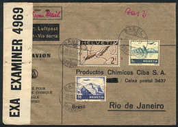 SWITZERLAND: Airmail Cover Sent From Basel To Rio De Janeiro On 22/SE/1941 Franked With 3.30Fr., Censored, VF Quality! - Sonstige & Ohne Zuordnung