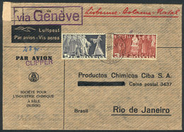 SWITZERLAND: Airmail Cover Sent From Basel To Rio De Janeiro On 19/AU/1942 Franked With 8Fr., Censored, VF Quality! - Sonstige & Ohne Zuordnung