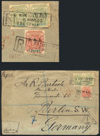 TRANSVAAL: Registered Cover Sent From Pretoria To Berlin On 6/MAR/1902 Franked With 9p. (Sc.207 Pair + 248), Censored, W - Transvaal (1870-1909)