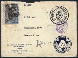 URUGUAY: Cover With Printed Address Of Intl. Congress Of Biology Sent To Argentina By Registered Mail On 20/SE/1930, Fra - Uruguay