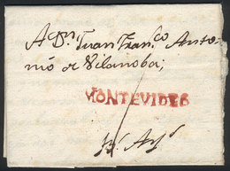 URUGUAY: Entire Letter Sent To Buenos Aires On 13/DE/1809, With Good Strike Of "MONTEVIDEO" In Carminish Red, And "1" Ra - Uruguay