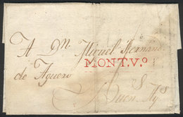 URUGUAY: Entire Letter Sent To Buenos Aires On 8/AU/1810, With "MONT.V.º" Very Well Applied In Red, And "1" Rating In Pe - Uruguay