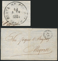 URUGUAY: Entire Letter Dated MONTEVIDEO 10/AU/1862 And Sent To ALEGRETE (Brazil), It Was Carried To SALTO (Uruguay) Wher - Uruguay