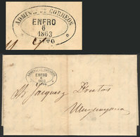 URUGUAY: Entire Letter Sent From SALTO To Uruguaiana On 6/JA/1863, Excellent Quality! - Uruguay