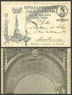URUGUAY: Postal Card Illustrated On Back, Commemorating 25 August 1900, Used In Montevideo On The Following Day, VF Qual - Uruguay