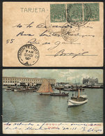 URUGUAY: Beautiful PC With View Of The Montevideo Bay, Sent To Rio De Janeiro On 30/NO/1907 Franked With 3c., VF! - Uruguay