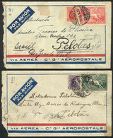 URUGUAY: 2 Airmail Covers Sent To Pelotas (Brazil) In 1931 And 1932 With Nice Postages Of 21c. And 31c. Respectively! - Uruguay