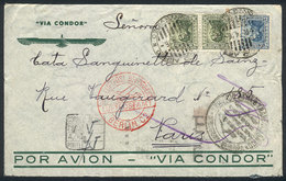 URUGUAY: Cover Franked With 87c., Sent From Montevideo To France On 4/SE/1934, With Special Handstamp Of The Flight And  - Uruguay