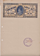 INDIA Gwalior PRINCELY STATE 3-Rupees COURT FEE DOCUMENT 1942-45 GOOD/USED - Gwalior