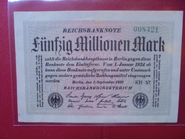 Reichsbanknote 50 MILLIONEN MARK 1923 VARIETE N°1 - 50 Miljoen Mark