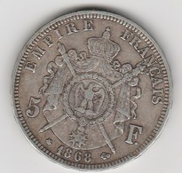 5 FR NAPOLEON III EMPEREUR Argent 1868 A Bon état - 001 - 5 Francs