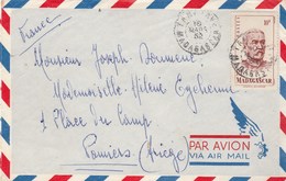 Madagascar  Yvert 315 Seul Sur Devant De Lettre Cachet TAMATAVE 10/3/1952 Pour Pamiers Ariège - Brieven En Documenten