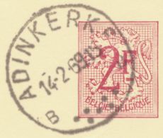 BELGIUM ADINKERKE B (now De Panne) SC With Dots1969 (Postal Stationery 2 F, PUBLIBEL 2214) - Autres & Non Classés