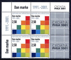 CROATIA 2001 Stamp Day Block Of 4 MNH / **.  Michel 582 - Croatia