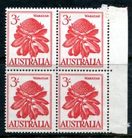 Australia 1959-64 Pictorial Definitives - 3/- Waratah Block Of 4 HM (SG 326) - Ungebraucht