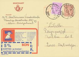 BELGIUM BORGERHOUT 1 2200 SC 1982 (Postal Stationery 6,00 F + 0,50 F + 1 F, PUBLIBEL2713 N) - Autres & Non Classés