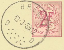 BELGIUM BRECHT D Rare SC With Unusual 13 Dots 1969 (Postal Stationery 2 F, PUBLIBEL 2266 N) - Autres & Non Classés