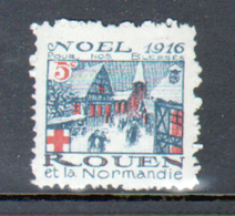 Erinophilie, Vignette Militaire, Noel 1916, Rouen Et La Normandie - Vignettes Militaires