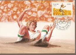 Brazil & Maxi Card, Los Angeles Olympics, Athletics Jumping, São Paulo 1984 (1649) - Cartoline Maximum