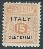 1943 OCCUPAZIONE ANGLO AMERICANA SICILIA 15 CENT MH * - RA10-5 - Occ. Anglo-américaine: Sicile