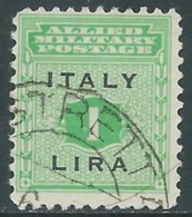 1943 OCCUPAZIONE ANGLO AMERICANA SICILIA USATO 1 LIRA - RA8-6 - Occup. Anglo-americana: Sicilia