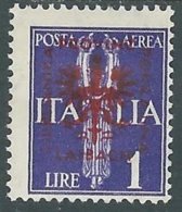 1944 OCCUPAZIONE TEDESCA LUBIANA POSTA AEREA 1 LIRA MH * - RA5-6 - Occup. Tedesca: Lubiana