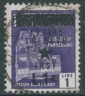 1945 OCC. JUGOSLAVA TRIESTE USATO 1 LIRA SU 1 LIRA - RA8-4 - Ocu. Yugoslava: Trieste