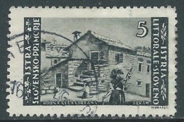 1946 ISTRIA E SLOVENO USATO TIRATURA DI ZAGABRIA 5 LIRE - RA11-6 - Joegoslavische Bez.: Istrië