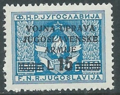 1947 OCC. JUGOSLAVA LITORALE SLOVENO 15 LIRE SU 0,50 MNH ** - RA10-4 - Yugoslavian Occ.: Slovenian Shore